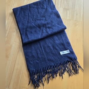 Saint Laurent Deep Blue Fringed Scarf